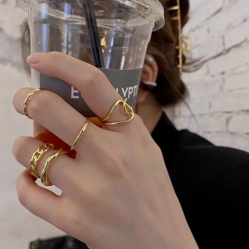 

Высококачественное Золотое пигментное модное персонализированное регулируемое Винтажное кольцо на указательный палец
