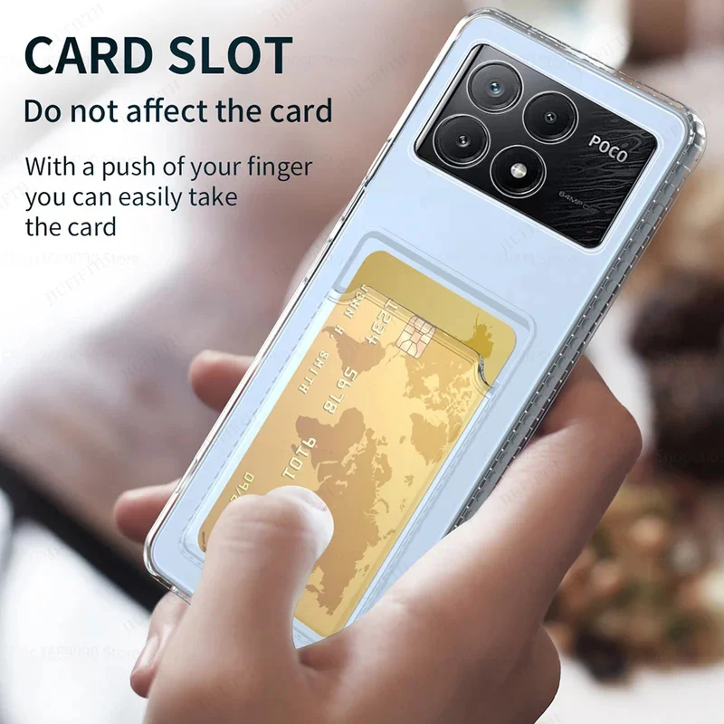 Clear Slot Card Holder Wallet Phone Case with Camera Protection and Shockproof Design