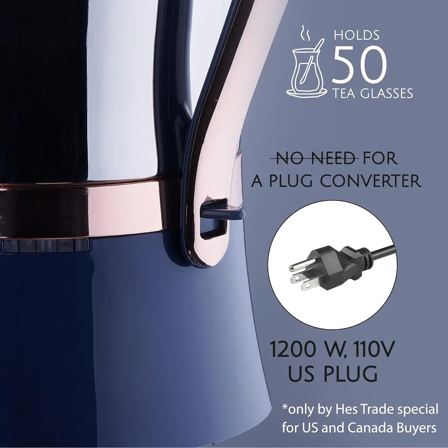 Korkmaz Tea Maker Set | Stainless Steel Samovar, Electric Teapot Set for Gift, Housewarming, Family Gathering | Inox-Rose Gold, 3