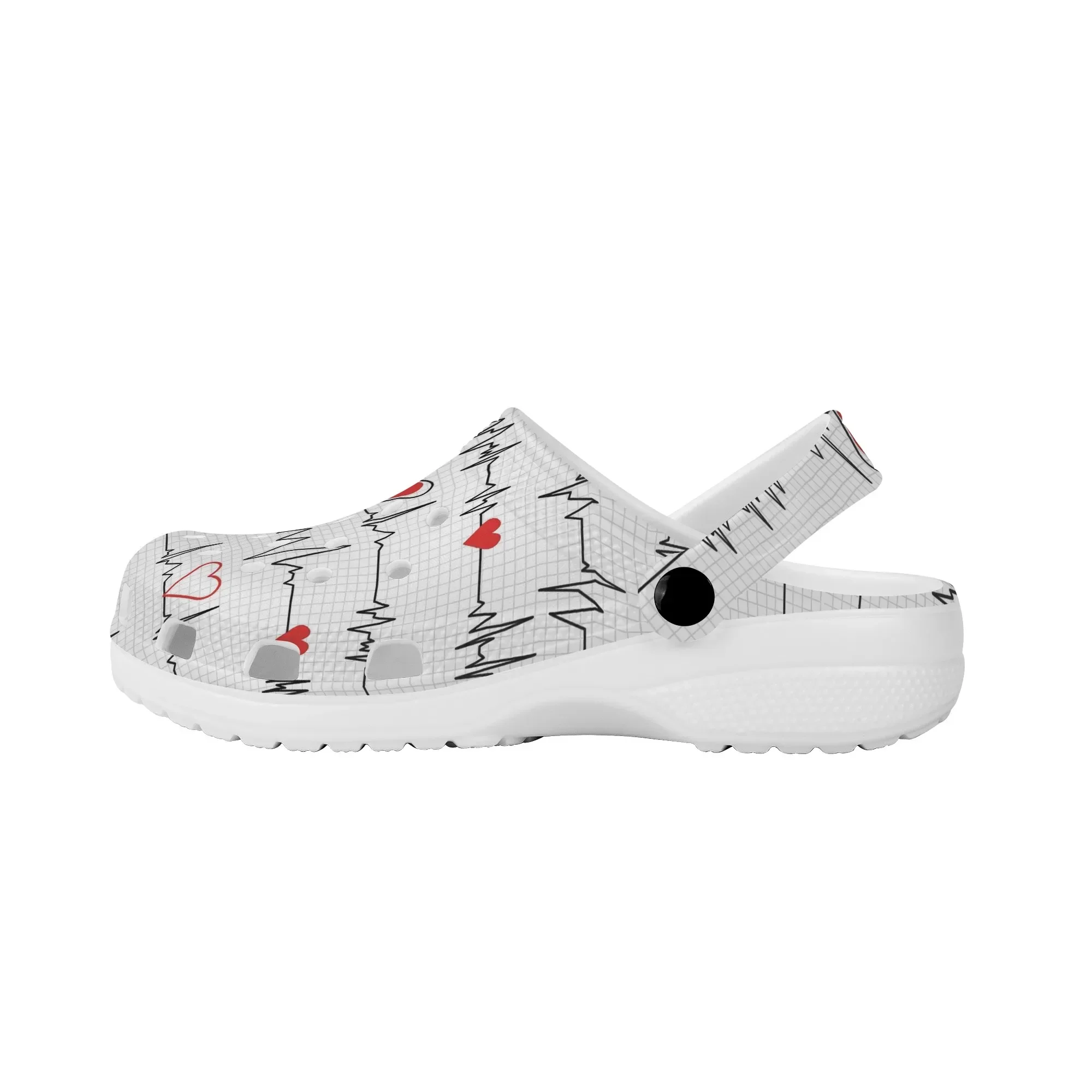 ECG Pattern Non-Slip Clogs  Fashion Nursing Slippers Dirty Resistant Hole Shoes Comfortable EVA Sandals Hospital Work Flats