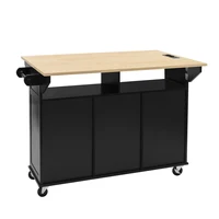 Îlot de cuisine mobile sur roulettes, table extensible et pliable, chariot de cuisine avec tiroirs et prises USB AC, meuble de rangement multifonction pour cuisine et salle à manger 5
