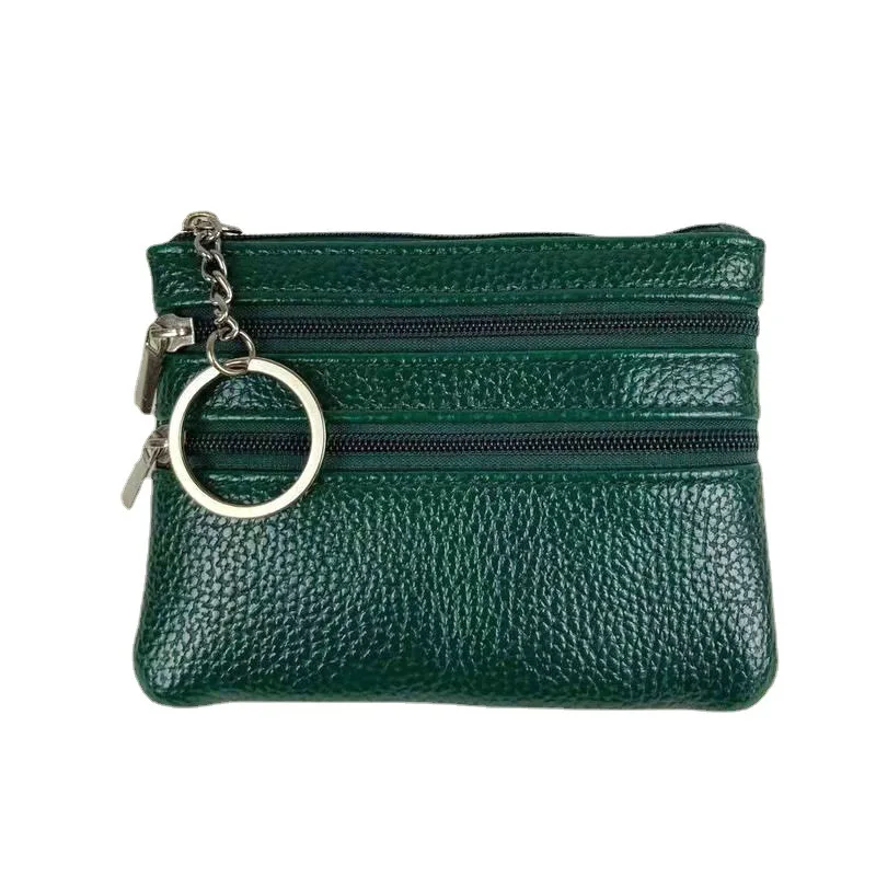 Women Men Leather Coin Purse Card Wallet Clutch Double Zipper Small Change Bag  wallet women   wallet men