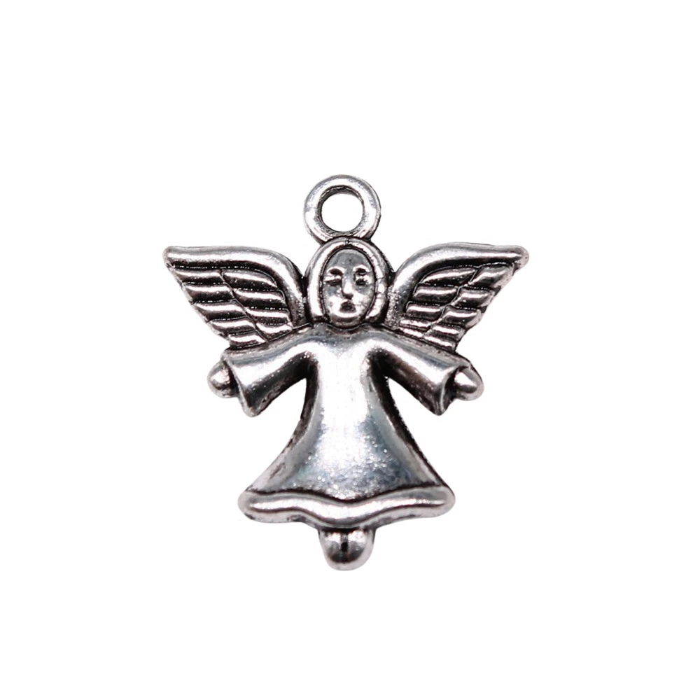 

10pcs/lot 22x20mm Angel Charms For Jewelry Making Antique Silver Color 0.87x0.79inch