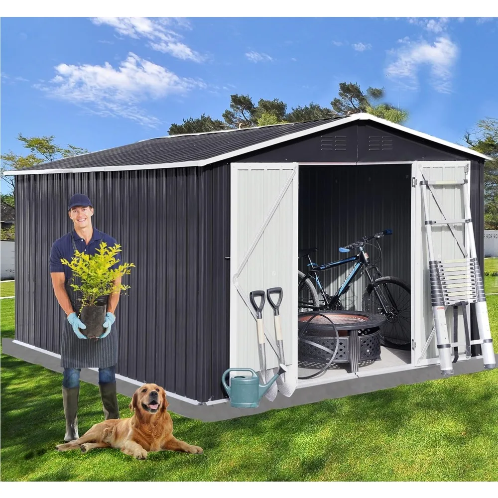 10ft x 8ft Metal Outdoor Storage Shed, Metal Garden Shed, Shed & Outdoor Garden Tool Shed for Backyard Patio, Lawn & Outdoor