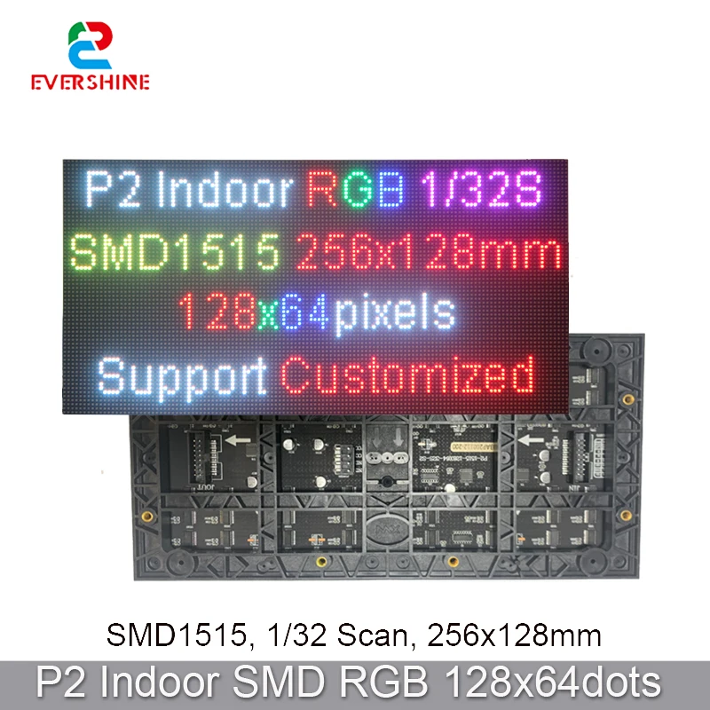 P2 LED Display RGB Module 256x128 FullColor Display SMD1515 Light 128x64 Pixels 1/32 Scan Matrix Panel Display Video Wall Module