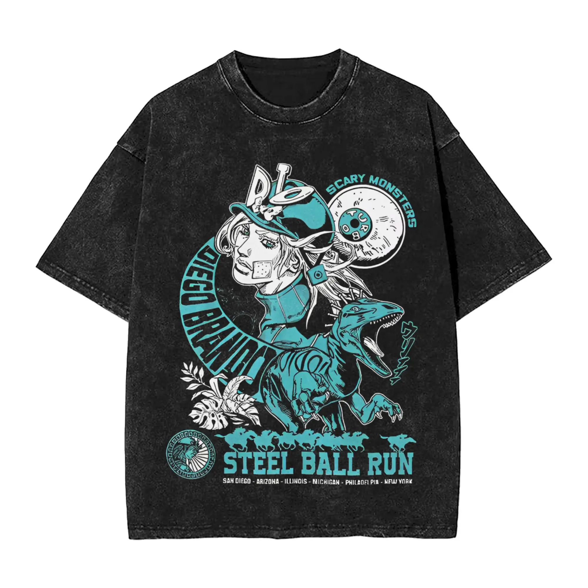 JoJo's Bizarre Adventure Diego Brando T Shirts Hip Hop Washed