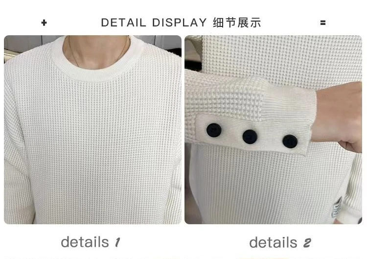 Description Picture 3 of item2024 Fashion Designer Men's Winter White Lazy Wind Sweater High-end Casual Pullover Knitwear Inner Round Neck Base Shirt