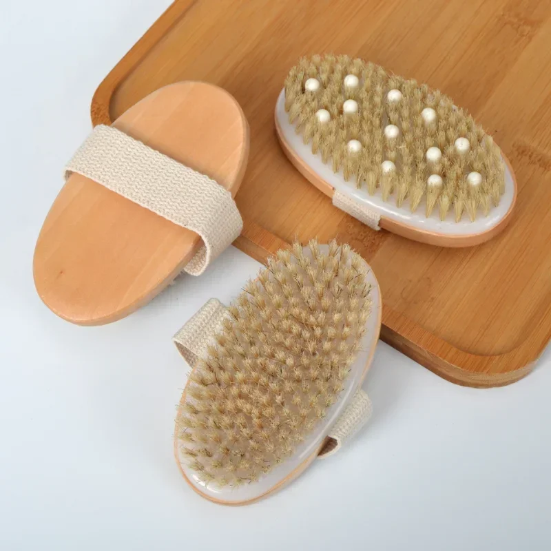 2 In 1 Dry Skin Body Brush Natural Bristle Dead Skin Remover Anti Cellulite Exfoliates Blood Circulation Health Massage Tools 3