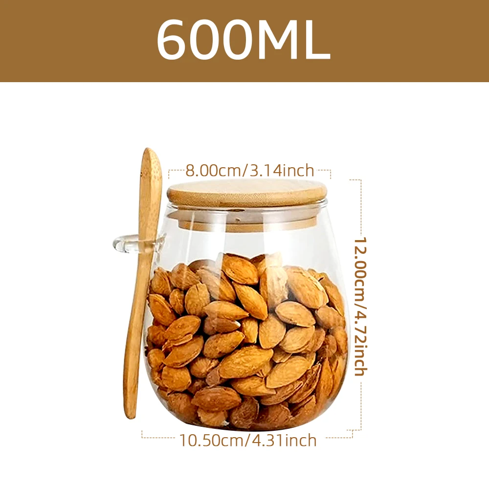 34oz Glass Spice Jar with Lid  Spoon - Clear Food Storage Container for Sugar Tea Coffee