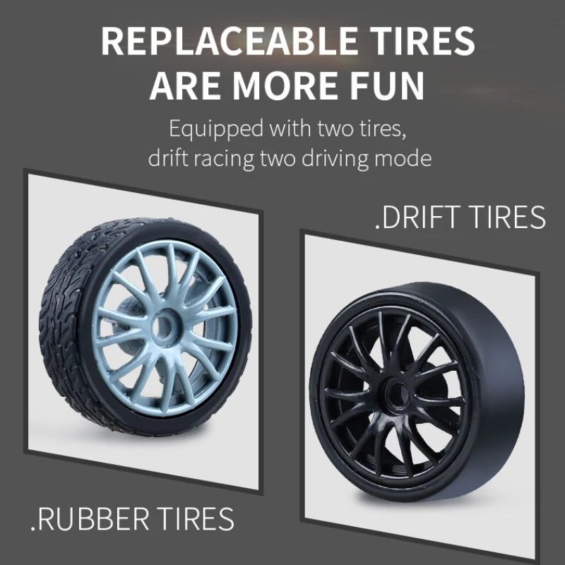 RC Car 2.4G 15km/H 1:24 Four-wheel High Speed Drive Drift Cars Rubber and Drift Two Types of Tires Simulated Racing Toys For Boy 6