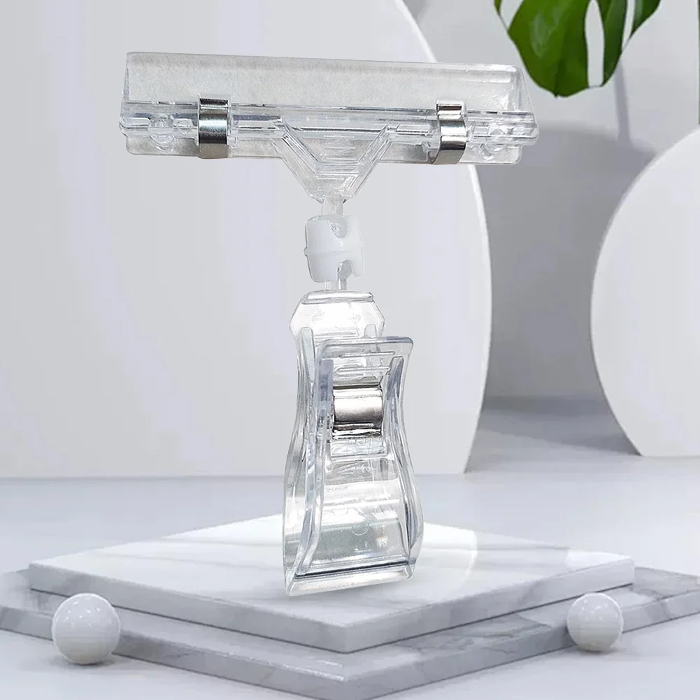 25 Pcs Plastic Sign Holder Clip Clear Swivel Price Signs Clip Rotatable Merchandise Sign Clip for Retail Rack Baskets Or Cards