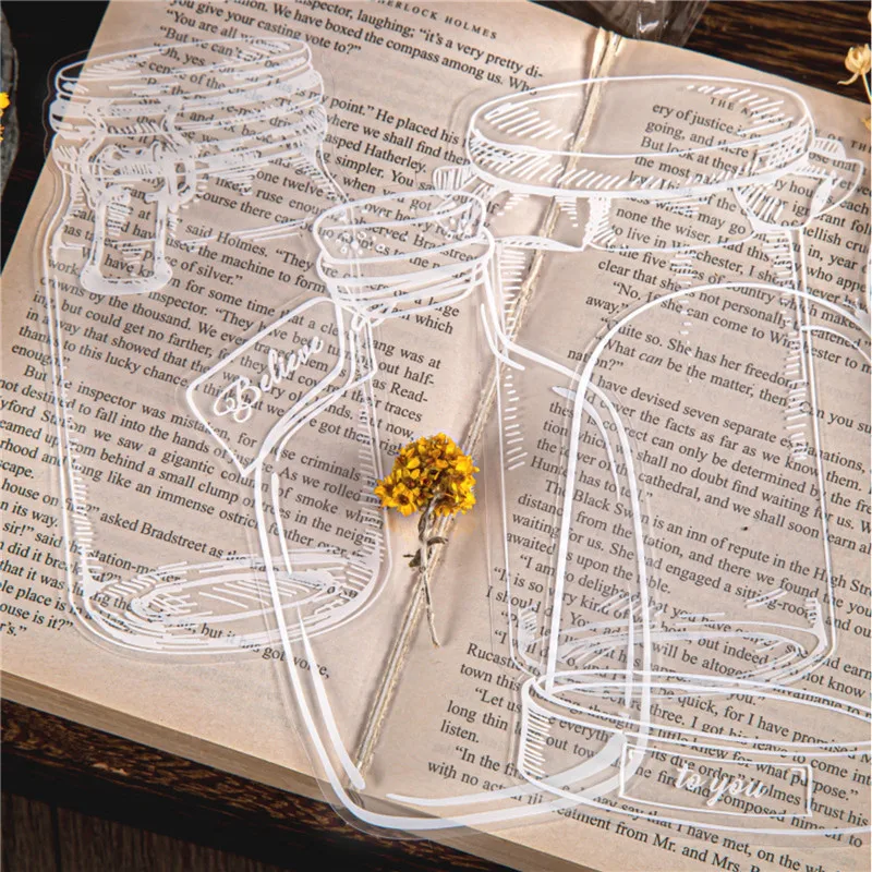 EZONE 20pcs Transparent Dried Flower Bookmark Stickers PET Decorative Stickers Herbarium Bookmarks DIY Scrapbook Specimen Gift floral painting bookmark bookmarks stationery supplies