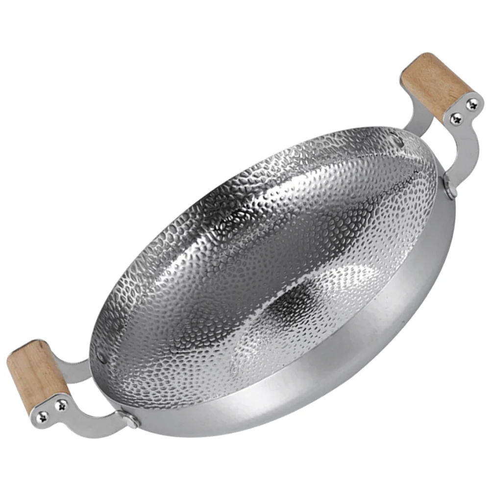 

Stainless Steel Frying Pan with Wood Handle Cooking Pan Kitchen Cooking Utensil