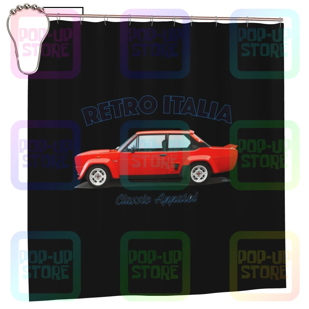 Fiat 131 Abarth Stradale Retro Italia Classic Car Rally Champion Shower Curtain Bathroom Curtain Nordic Washable