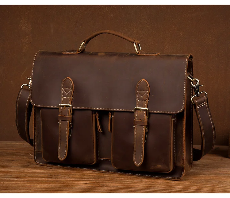 Distressed Brown Laptop Shoulder Bag Briefcase