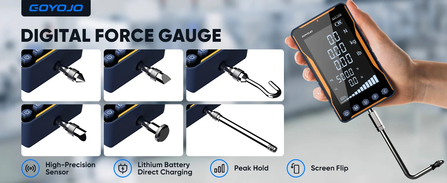 500N Digital Force Gauge HD Large Screen Portable Push Pull Force Gauge 500N/50k