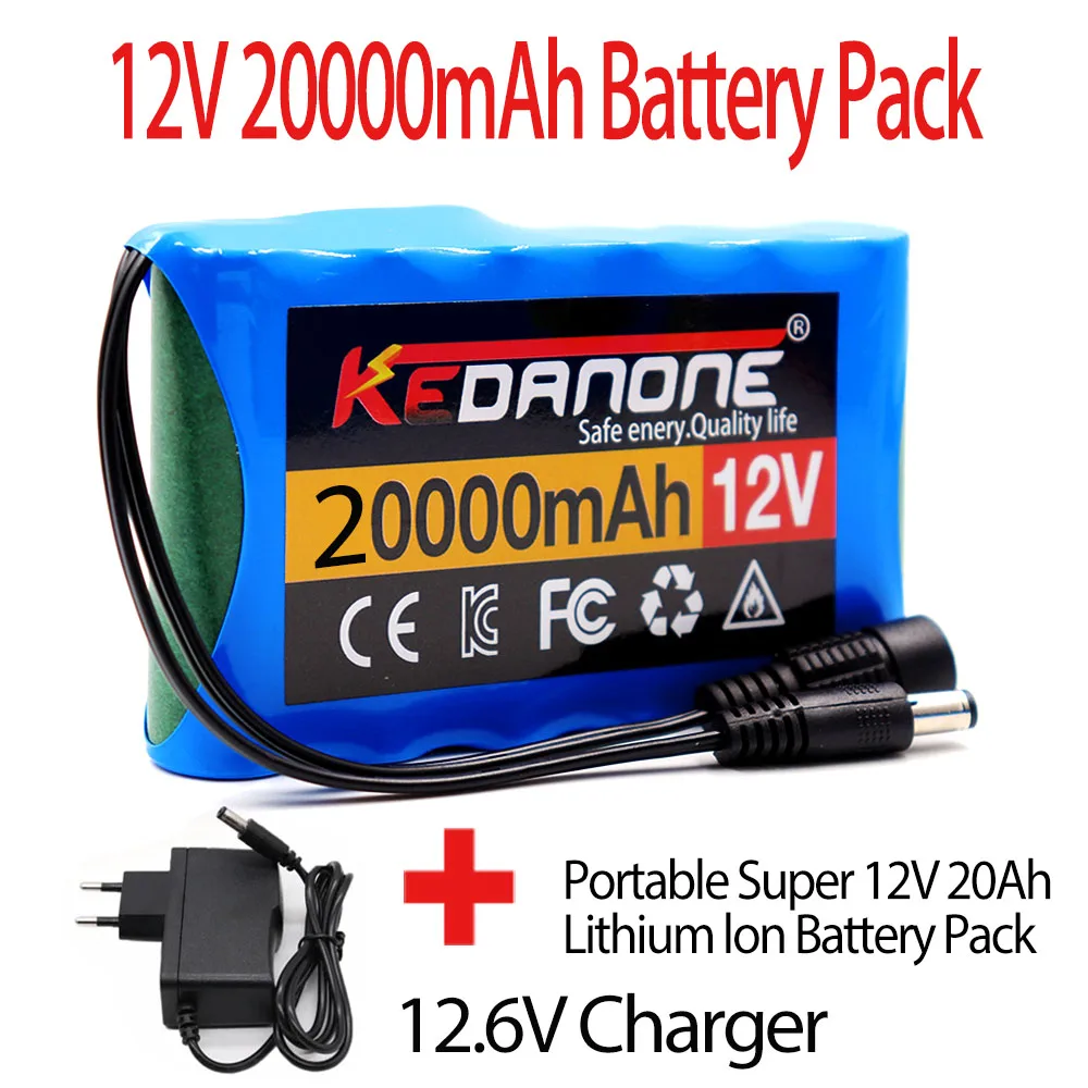 

Original Portable Rechargeable Li-Ion Battery,3S2P 12V 50000mAh For LED Lamp Light Backup Powe CCTV+ 12.6V Charger