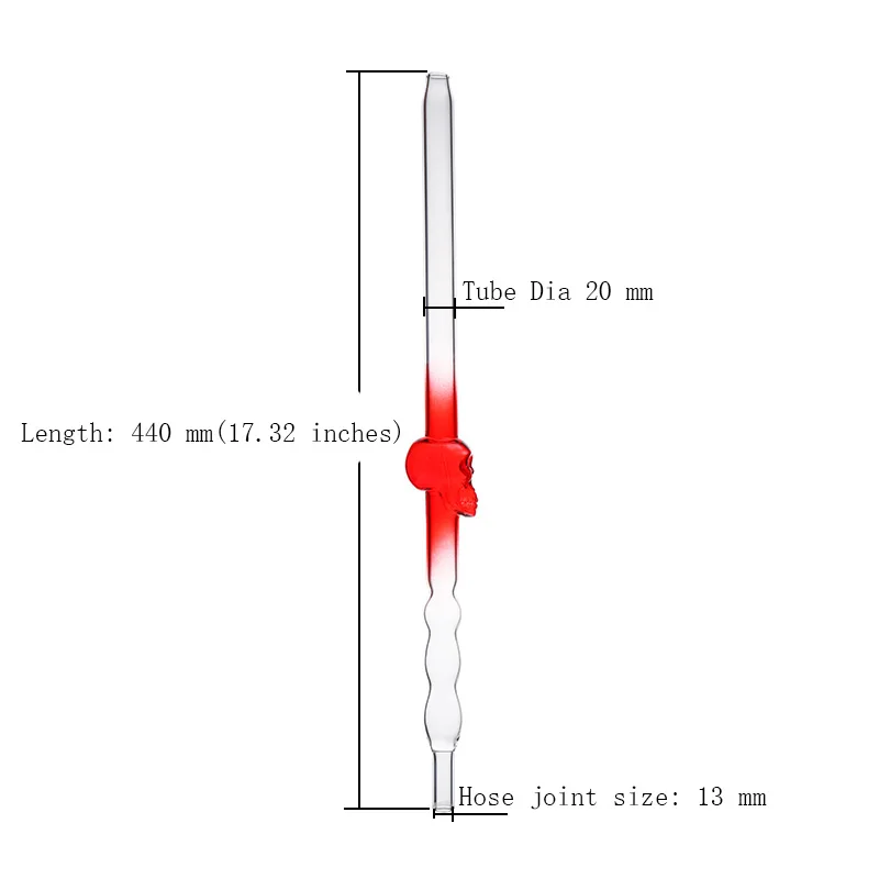 Skull Glass Hookah Mouth Piece 440MM Length Dia 13MM Joint Size Shisha Narguile Chicha Accessory Part