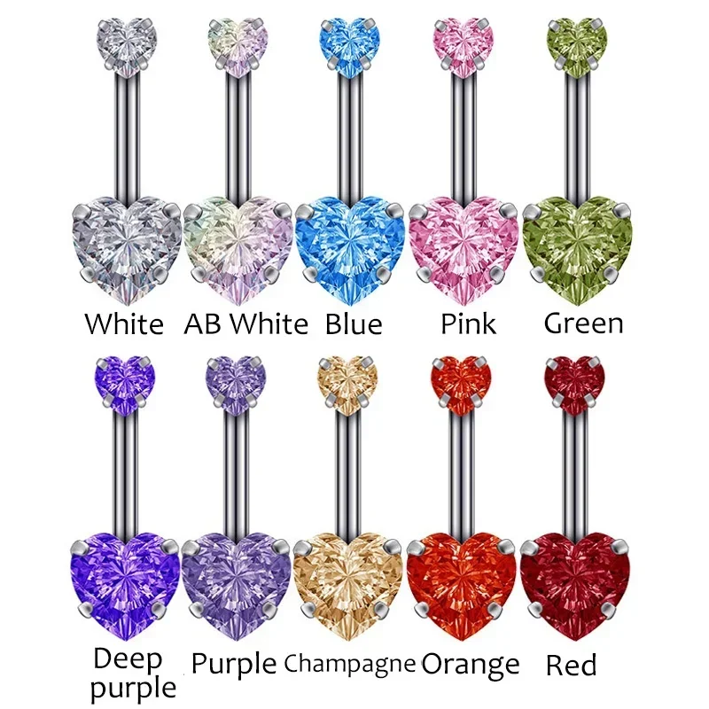 Body Jewelry Surgical Steel Crystal Zircon Flower Heart Dollar Letter Eye Pendant Belly Button Piercing Ring