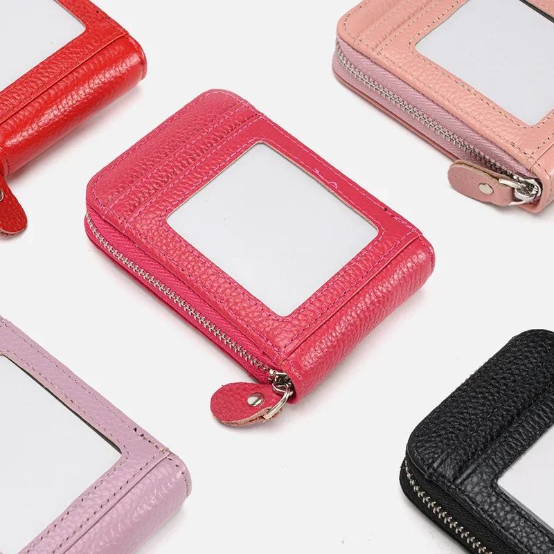 

Amazon RFID Anti-degaussing Leather Large Capacity Portable Card Bag Change Baotou Layer Cowhide Organ Key Bag