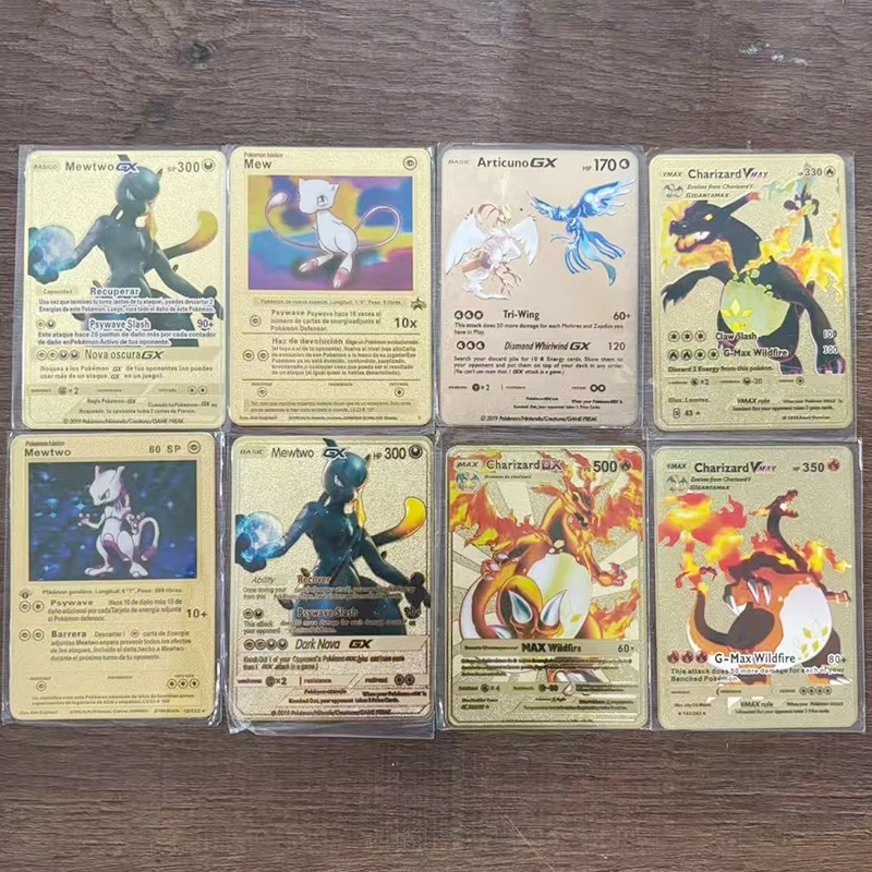 Tarjetas Coleccionables de Edición Limitada: Charizard Metálica y Arceus Dorada, Regalo Ideal para Juego de Batalla para Niños
