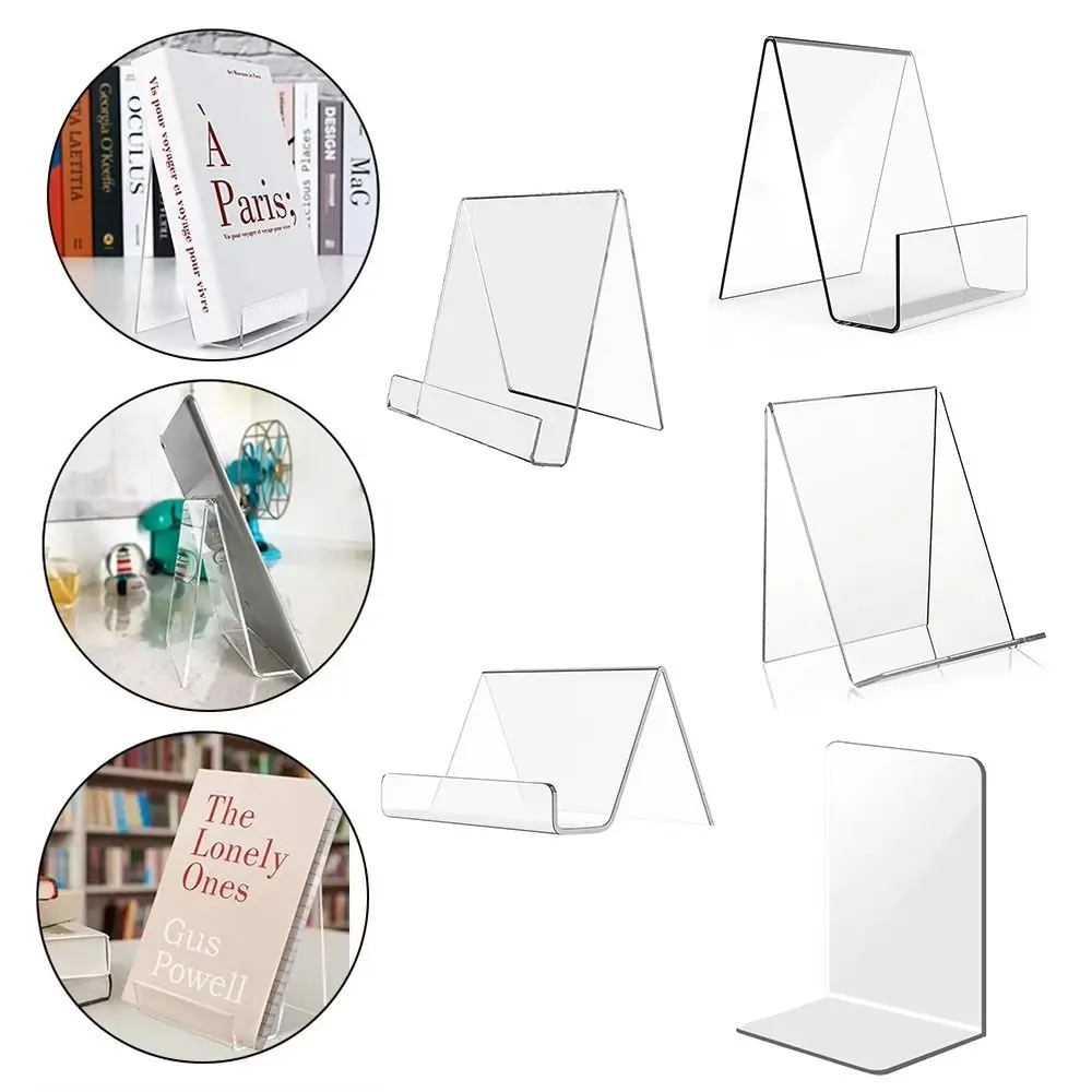 High Quality Acrylic Book Holder Multi Functional Transparent CD Display Rack Portable Mobile Phone Support Desktop Use