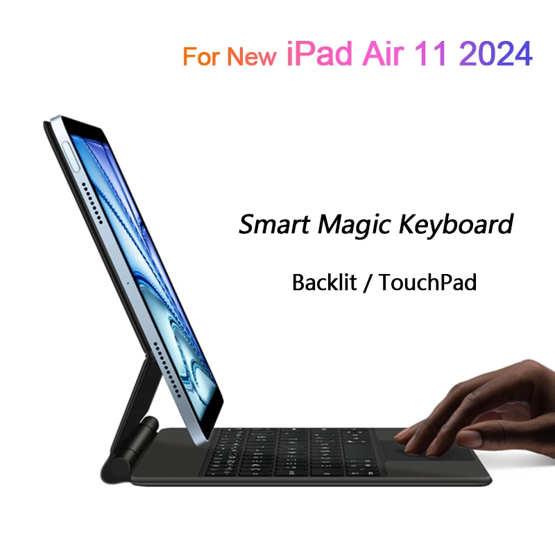 Folio-magic Keyboard para Ipad Air Smart Keyboard Português Espanhol Francês Coreano Árabe Alemão Air 11 6ª Geração m2 11 Case 2024