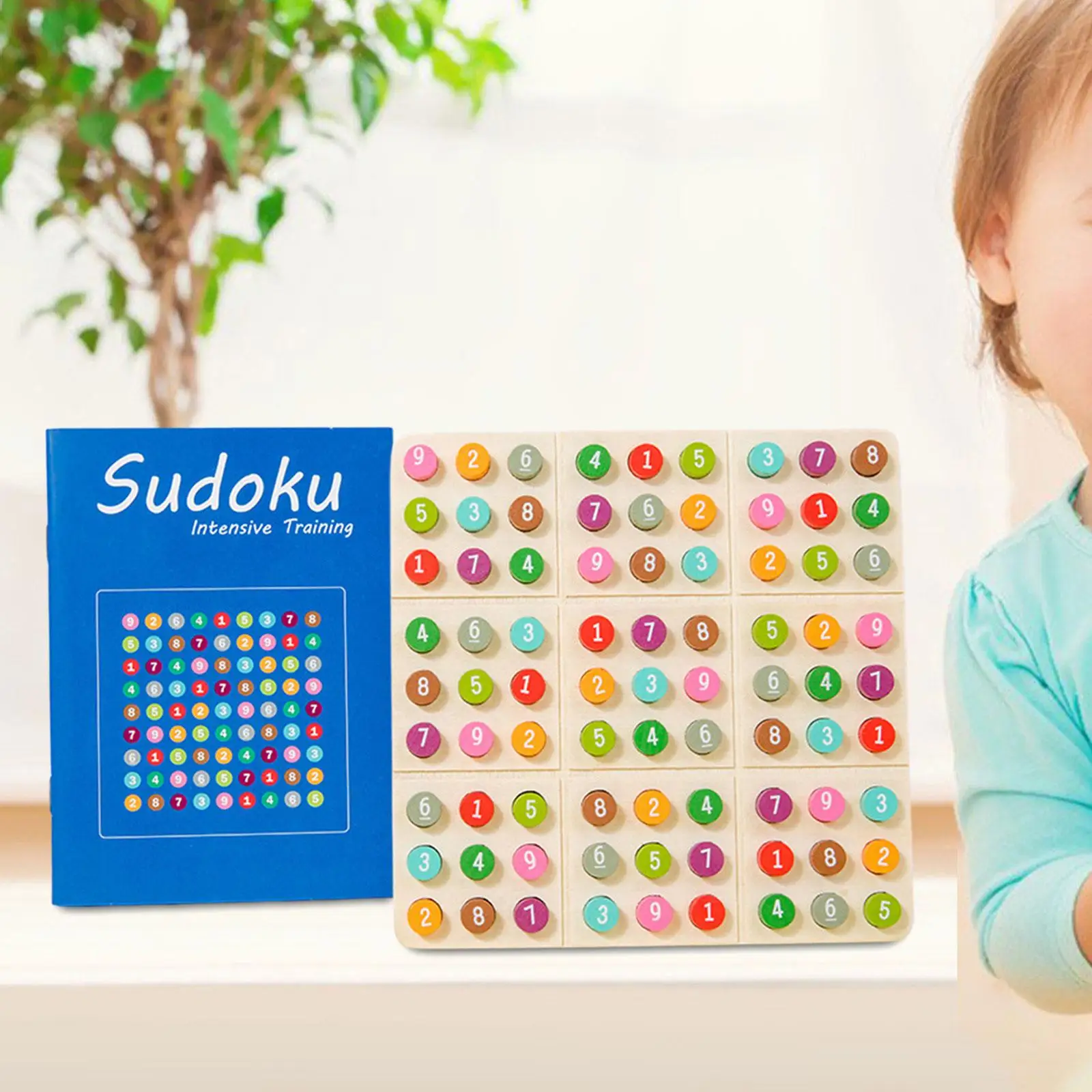 Wooden Sudoku Nine Grid Game Logic Thinking Training for Children Puzzle Board Social Skills Game Toy Chessboard with Questions