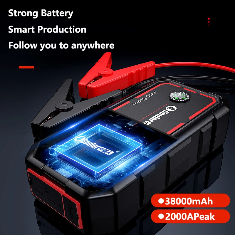 Eafc Lcd Écran Voiture Batterie Dispositif de démarrage 600-1200a Voiture  Jump Starter 12V Booster Chargeur 22000mah Batterie Starter Buster