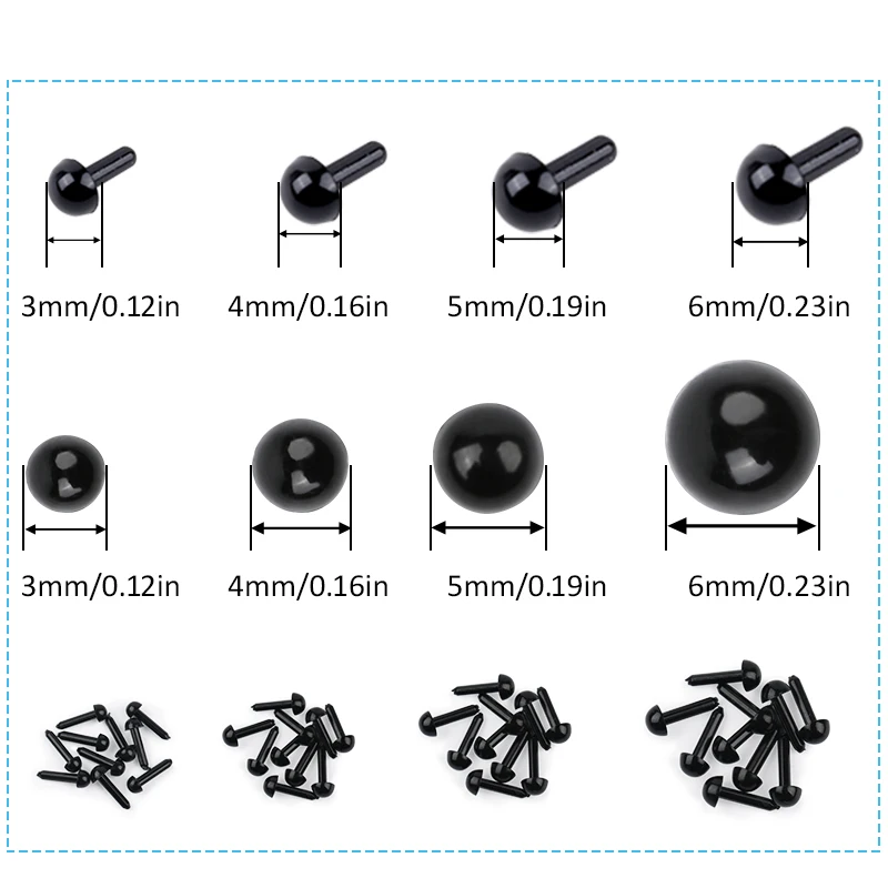 Fenrry 100 Pairs Black Plastic Round Eye 5-12mm Eyeball DIY Doll  Accessories Plush Safety Eyes for Toys Animal Eyes with Washers - AliExpress