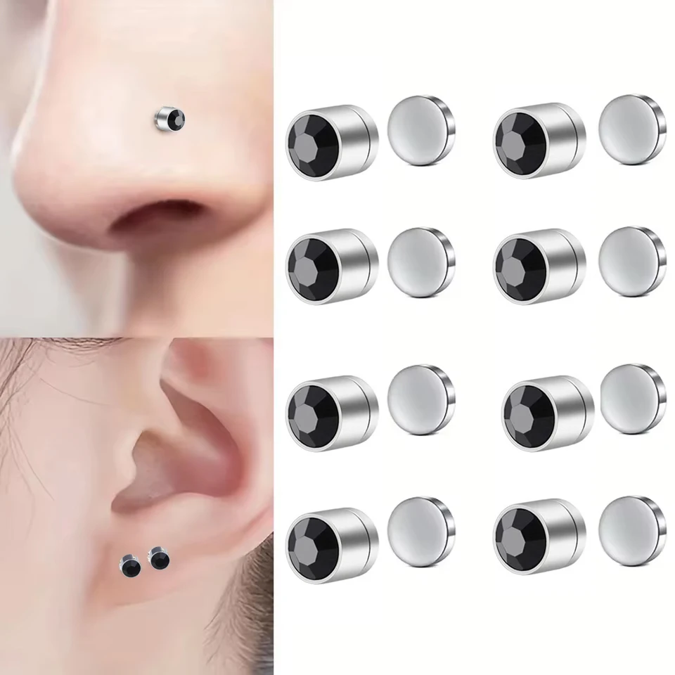 ZAKOL 1/8pcs Magnetic Faux Nose Studs Personalized Punk Style Fashion No Piercing Magnetic Ear Clip Unisex Jewelry 3