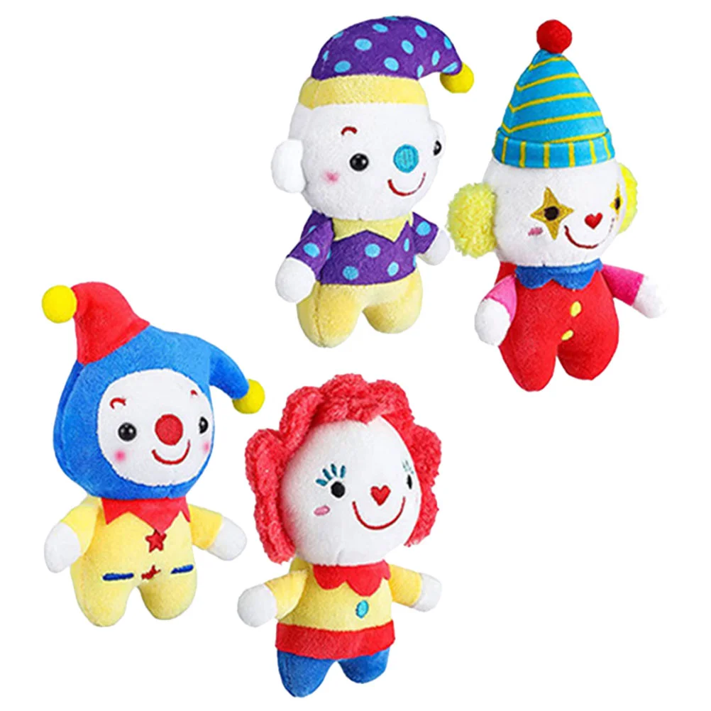 

4 Pcs Clown Key Fob Plush Pendant Ring Keychains Backpack Adorable Bag