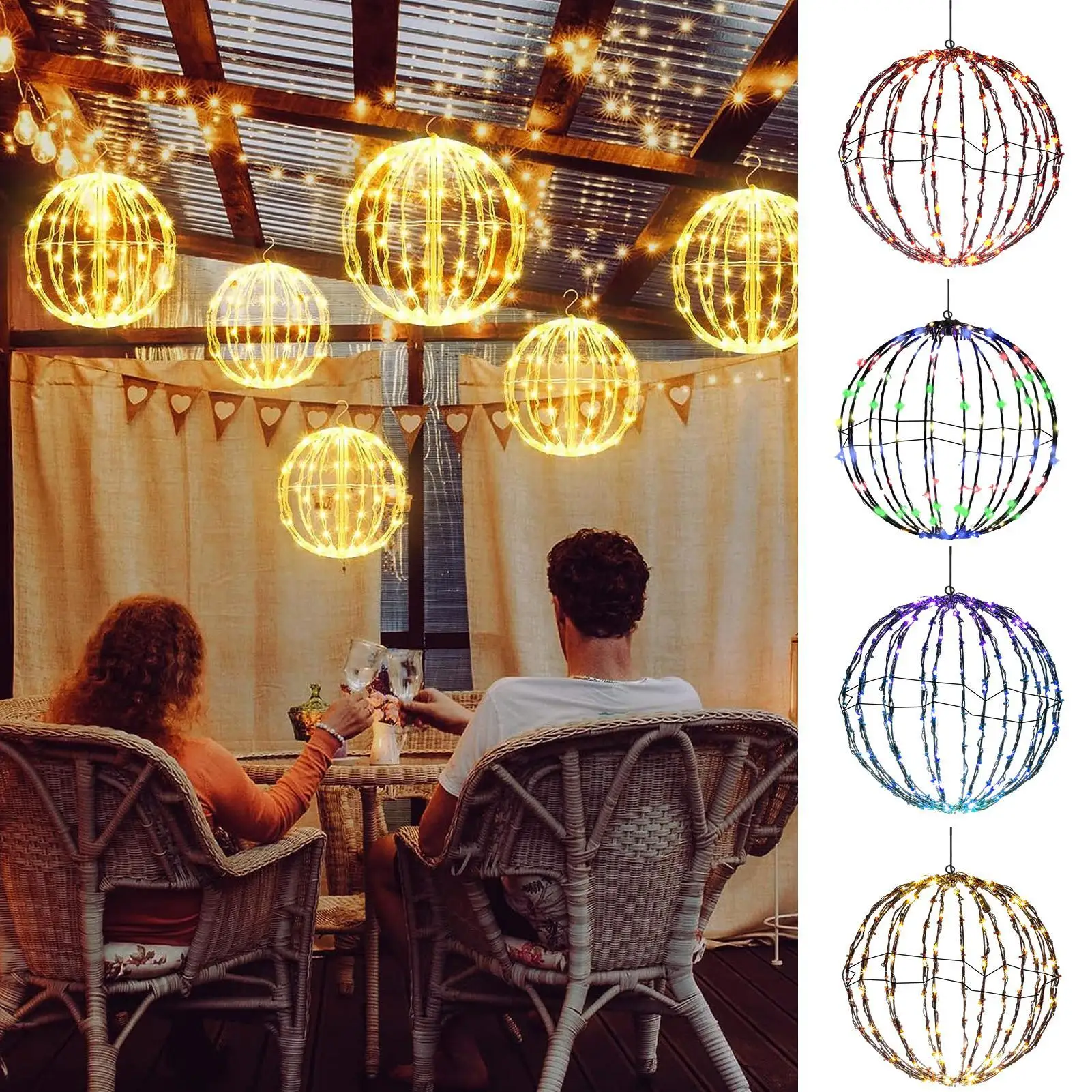 Outdoor-Kugeln-Lichter, Outdoor-Weihnachtskugel-Kugel-Lichter, Neuheit, Globus-Ornamente, festliche Dekoration für Veranda, Terrasse, Hochzeitsnacht – Detail 9