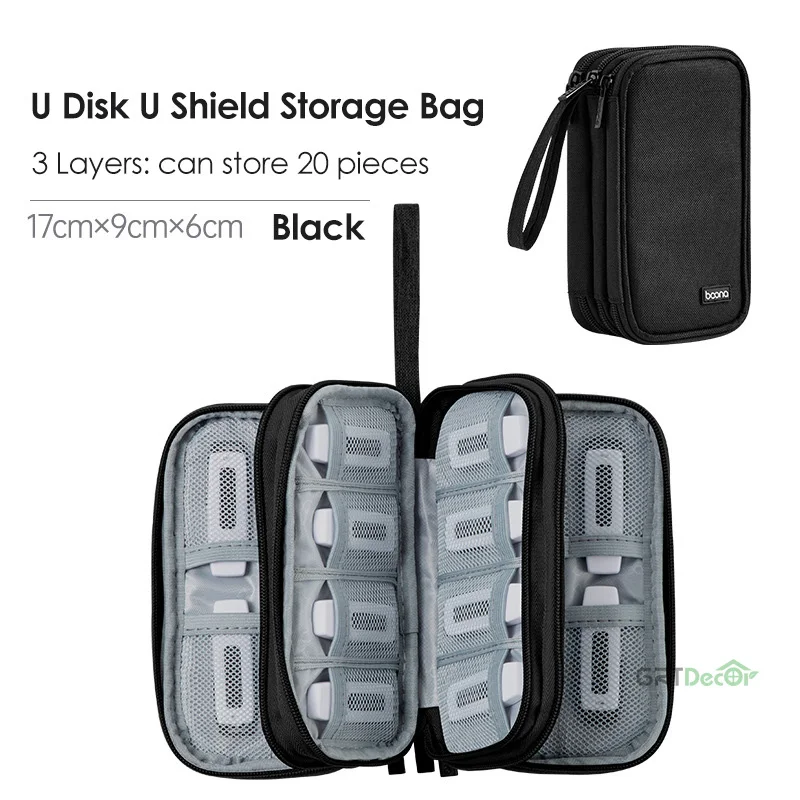 USB Flash Drive Storage Organizer - Dustproof Tech Accessories Pouch with 22 Compartments