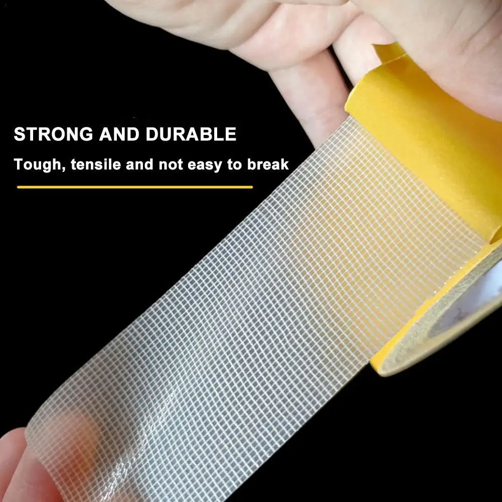 

Strong Adhesive Double-sided Gauze Fiber Mesh Tape Yellow Grid Waterproof Traceless High Viscosity Carpet Household Tool