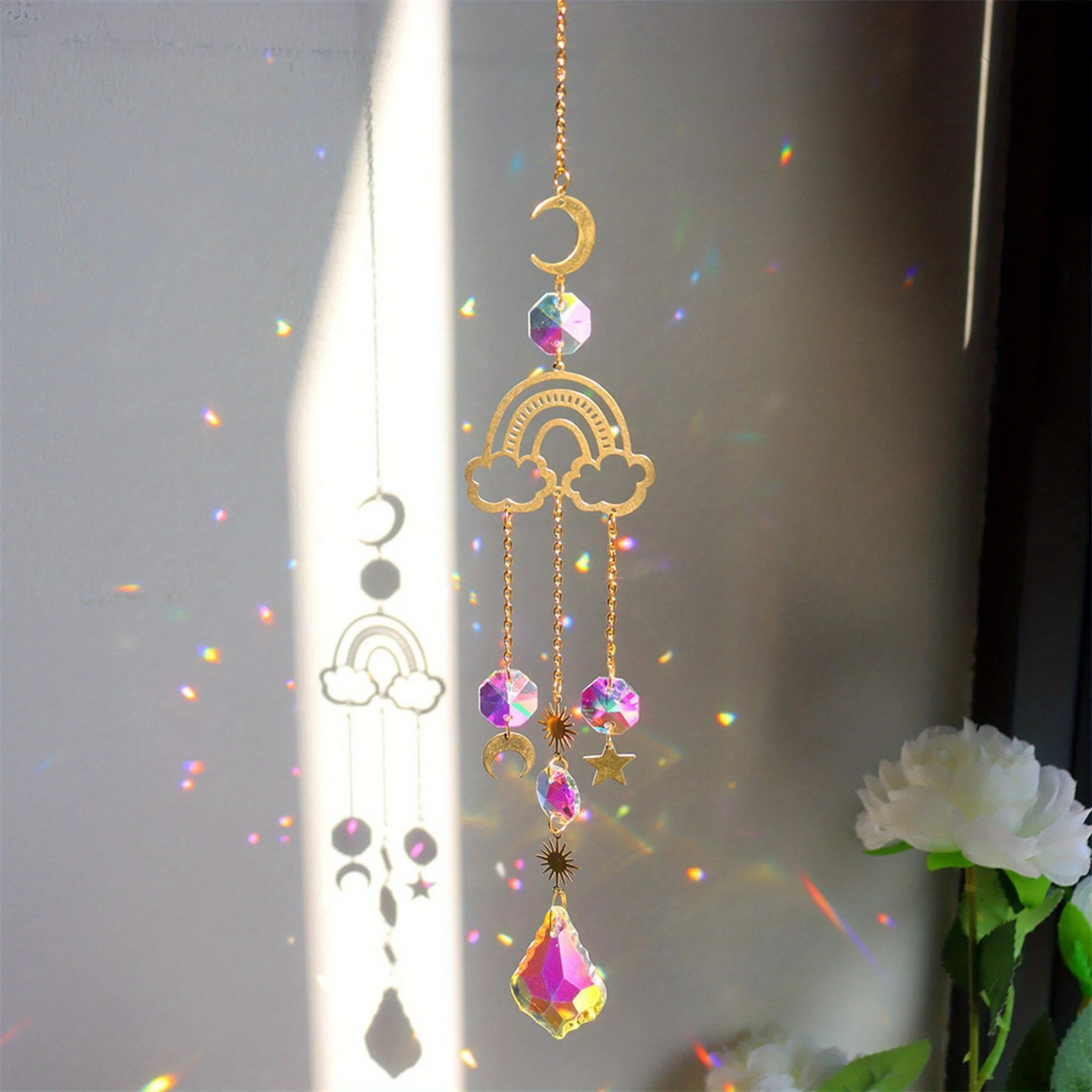 Planetary system crystal sun catcher moon star gardening crystal party holiday decorations pendant sun catcher crystal pendant sun catchers window ornament 1pc