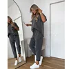 Casual Sports Style 2 Piece Set Women Loose O-neck Short Sleeved Pullover Elastic Waist Lace Up Long Pants Set Fashion Commuting 4