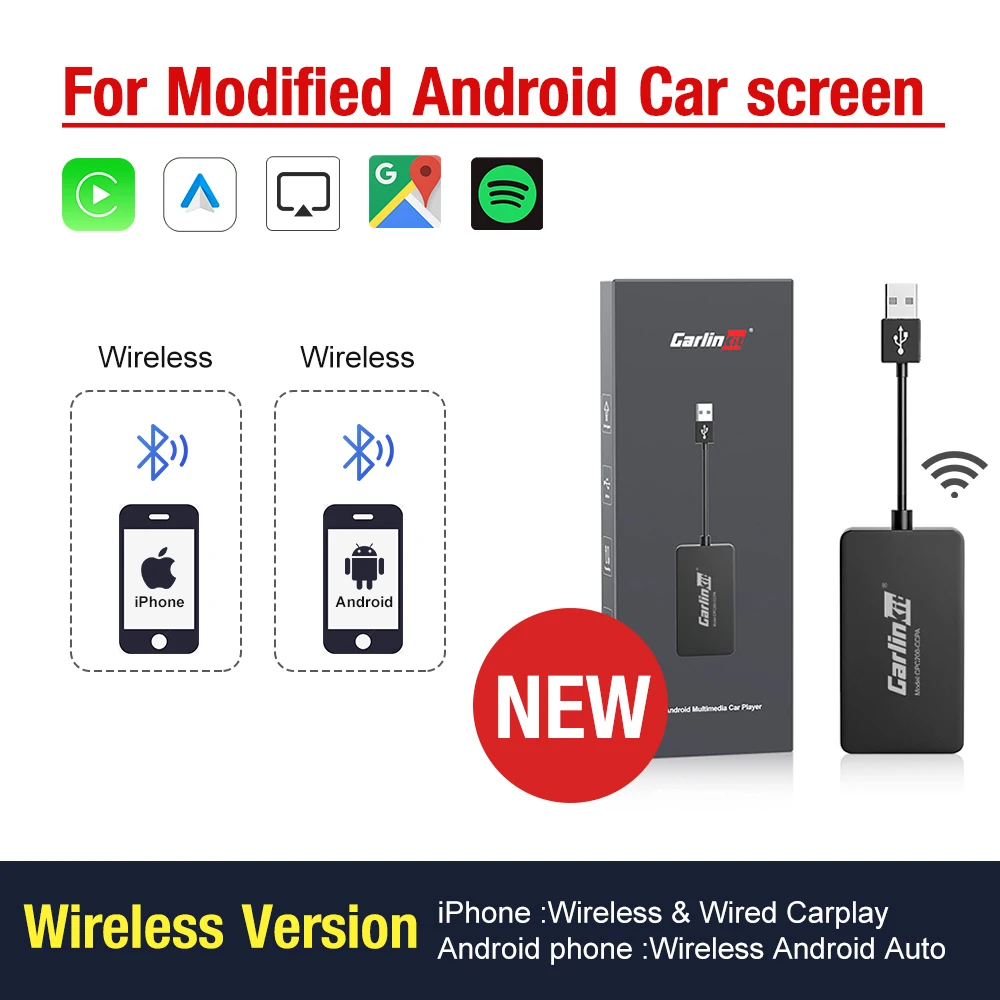 video player for car CarlinKit Car Multimedia Player Wireless CarPlay Dongle Android Auto Adapter for Android Bluetooth WIFI Receiver Car Radio car audio video player Car Multimedia Players