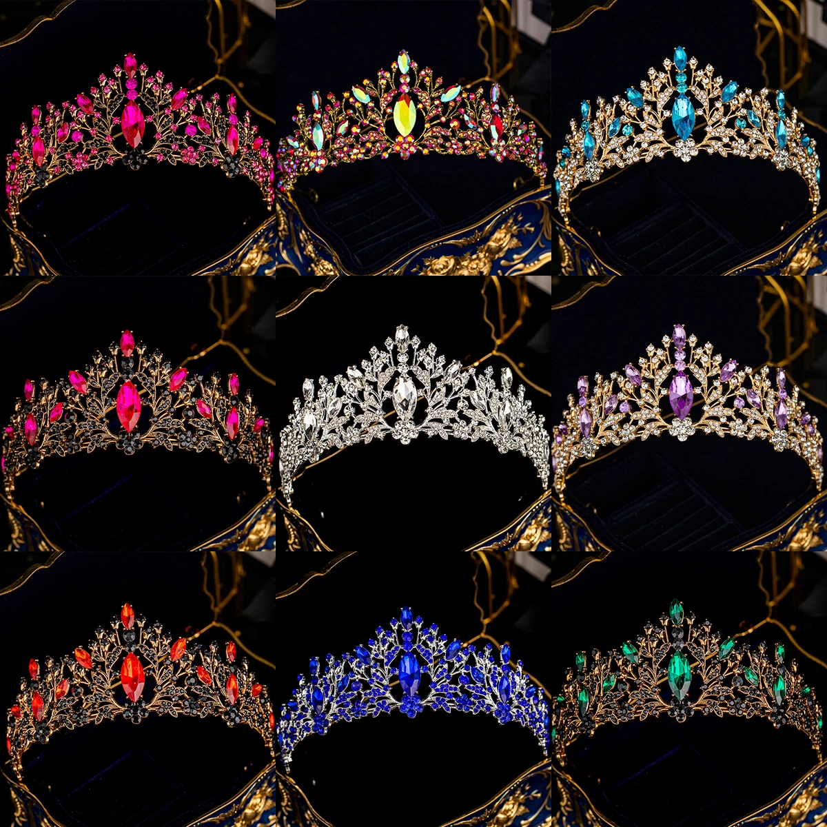 Luxus Kristall Strass Krone Krone Mode handgemachte Tiara für Frauen klassische Prinzessin Haarschmuck für wichtige Anlässe