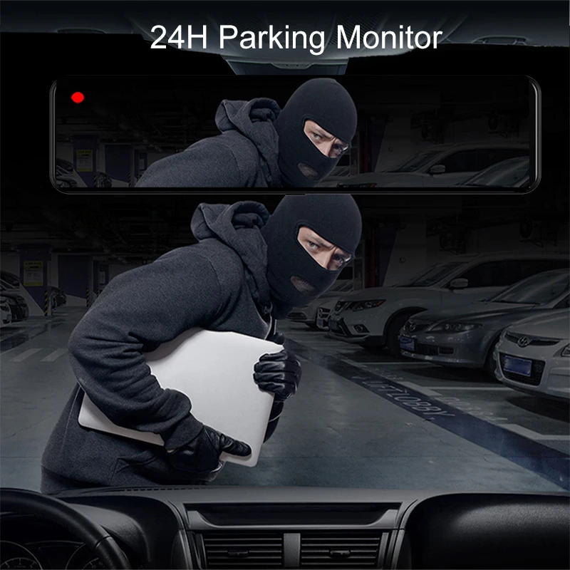 12 Inch Android 8.1 Rear view Mirror Triple Screen Car DVR 4G WiFi Dash Camera 2GB+32GB GPS Navigation 1080P Video Recorder