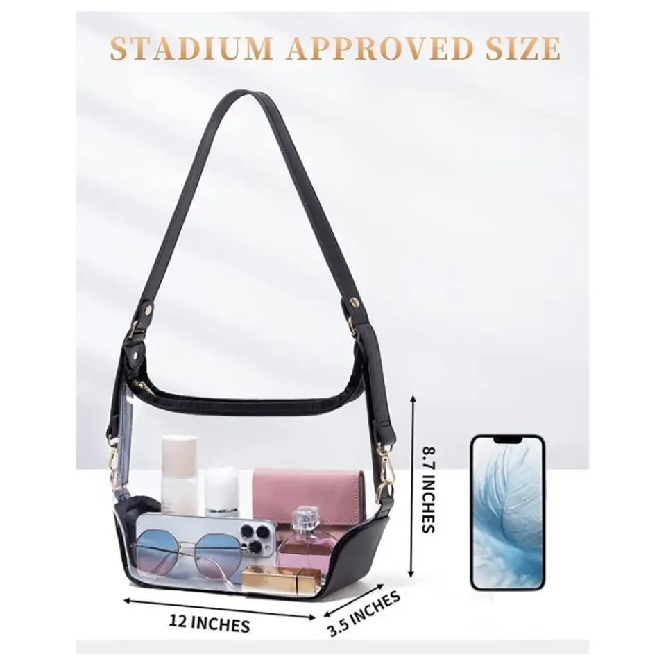 Borsa A Tracolla Trasparente Approvata Per Stadi - Piccola, Impermeabile, Per Concerti Ed Eventi Sportivi - 2