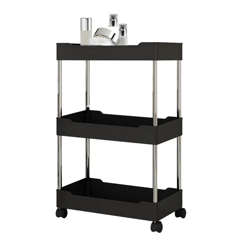 

Rolling Utility Cart 3/4 Tier Rolling Cart Organizer Hollow Design Storage Shelves For Kitchen Work Area Living Room Kid's Room