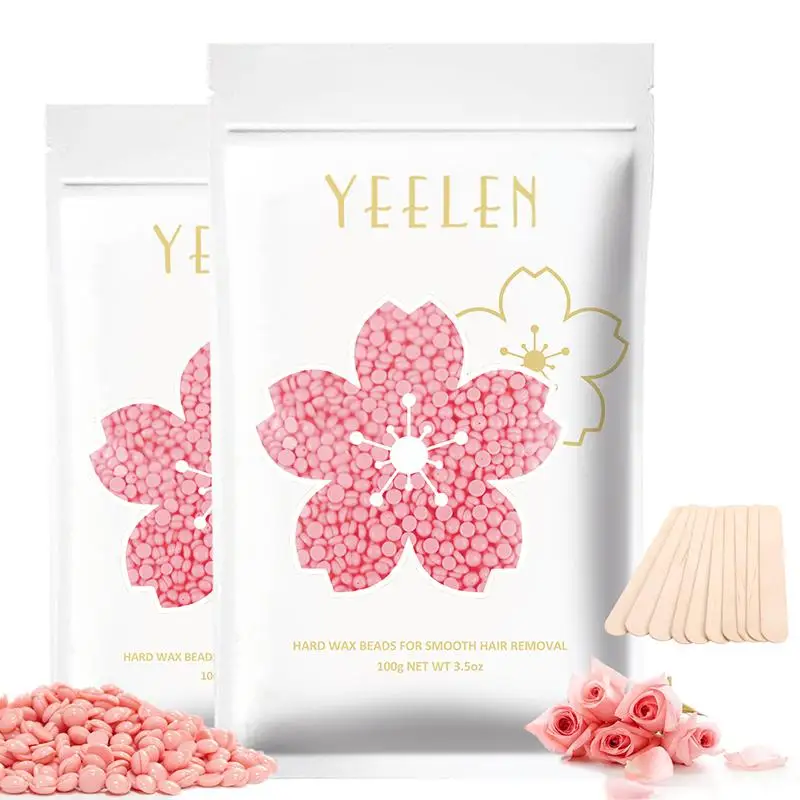 Hard Wax Beads 200g Hair Removal 10 Sticks Brazilian Waxing for Bikini Face Legs Armpit Eyebrow Chest Legs Armpit for Women Men
