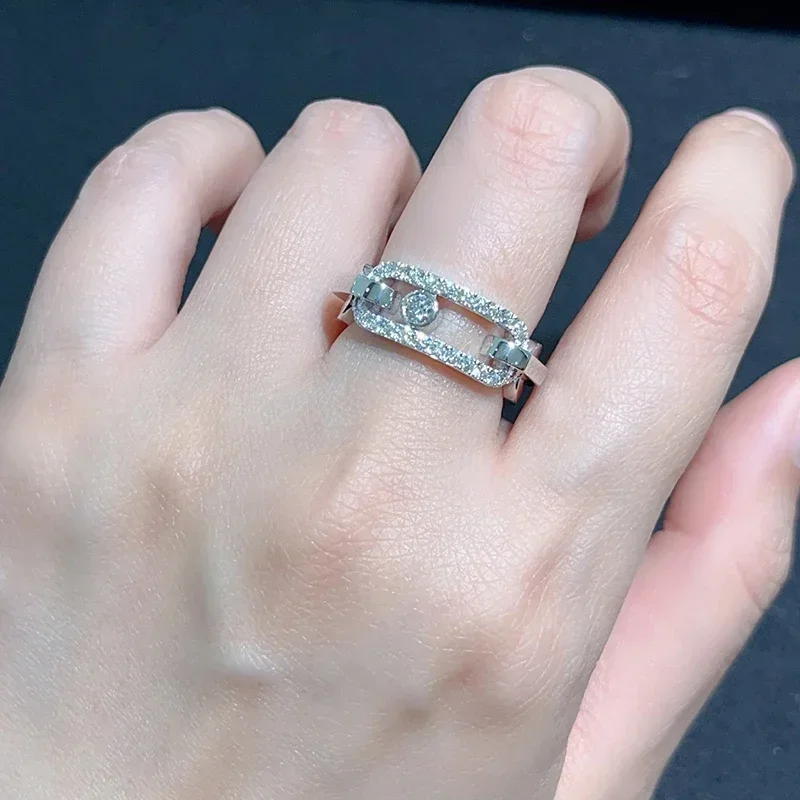 Fashion French Jewelry S925 Silver Classic MOVE Slide Ring Exquisite Women's High-end Luxury Accessories Party Holiday Gift