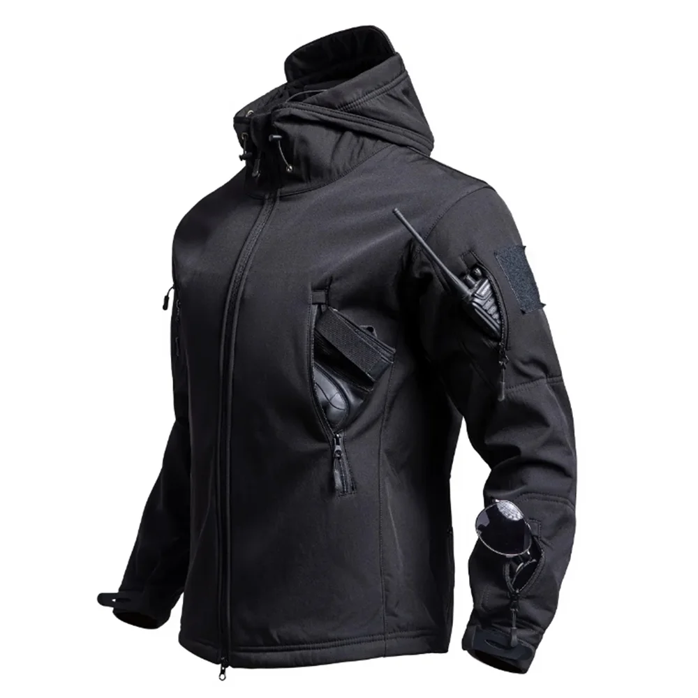 Veste soft shell tactique capuche polaire homme hiver coupe-vent imperméable chaude outdoor multi-poches 5XL 6XL