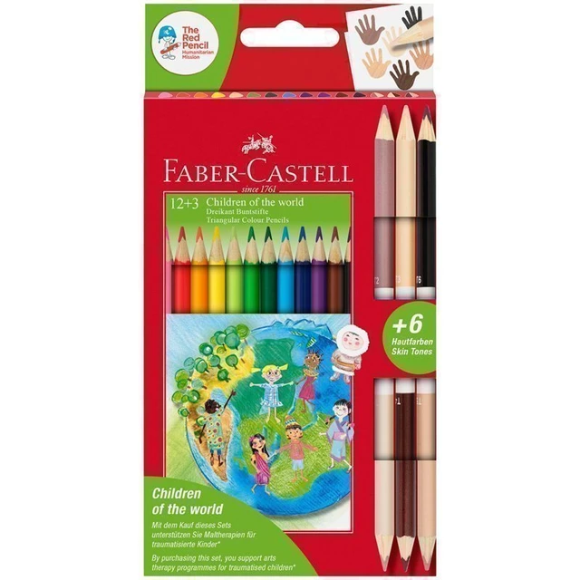 Pencils colored Faber-Castell "children of the world", 18 colors,  three-sided - AliExpress