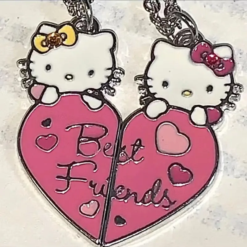 2pcs/set Lovely Pink & Purple Cartoon Cat Pendant BFF Necklace For Women  For Daily Decoration Friend's Gift | SHEIN