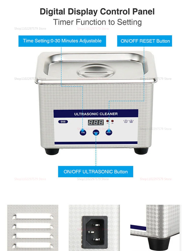 Description Picture 3 of itemUltrasonic Jewelry and Watch Cleaner Machine for Dentures Glasses and Small Items High Frequency Vibration Cleaning for Home