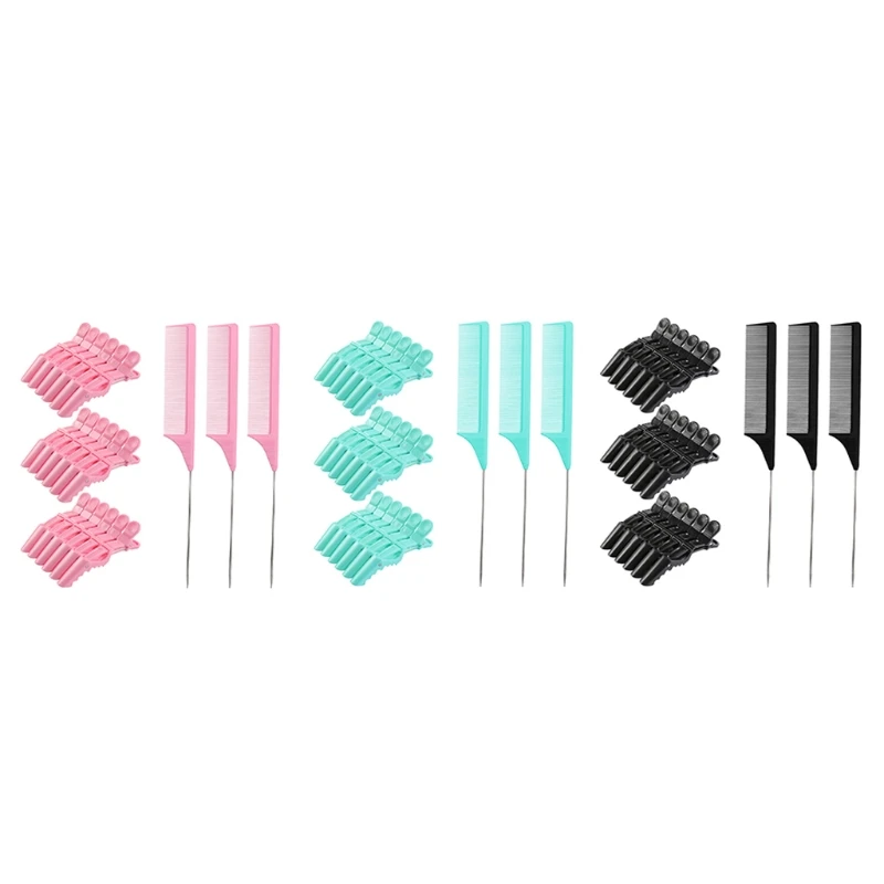 

1Set Non-slip Fashion Hair Clips Steel Tail Comb Hairdressing Tool Hair Claw Salon Section Clip for Women and Girls
