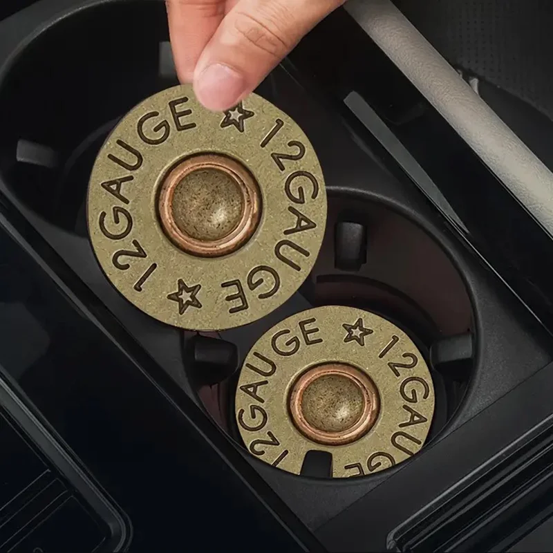 2pcs Bullet Base Pattern Car Coasters for Car Home and Office Desk Coasters Gift for Dad Non-slip Car Coasters